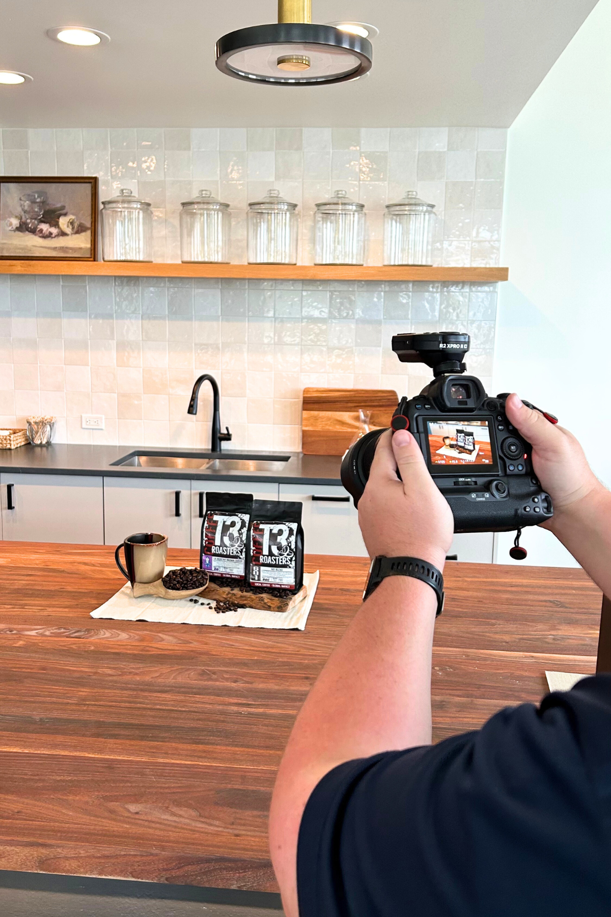 Behind the scenes of food product photography session in Tulsa OK at The Studio at K|D